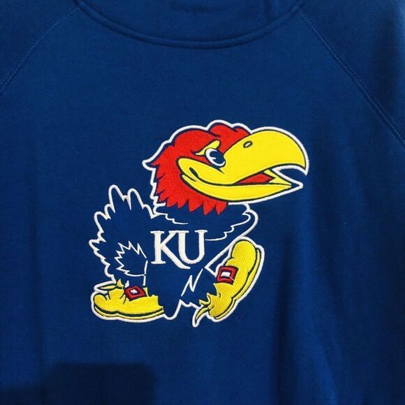 Brand New Adidas NCAA Kansas University Jayhawks Team Hoodie Royal Blue Small - Picture 3 of 6